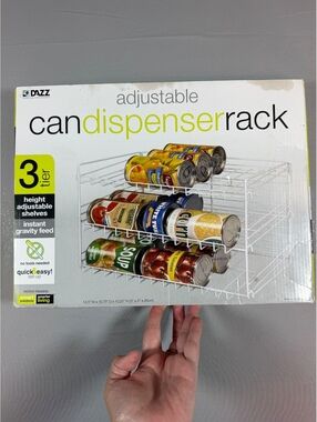 DAZZ Adjustable 3-Tier Can Dispenser Rack with Height Adjustable Shelves